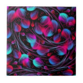 Neon Abstract Hot Pink Turquoise Black Modern Tegeltje (Voorkant)
