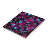Neon Abstract Hot Pink Turquoise Black Modern Tegeltje (Zijkant)