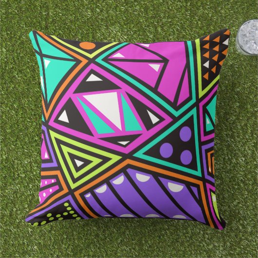 neon abstract kussen buitenshuis (Gras)