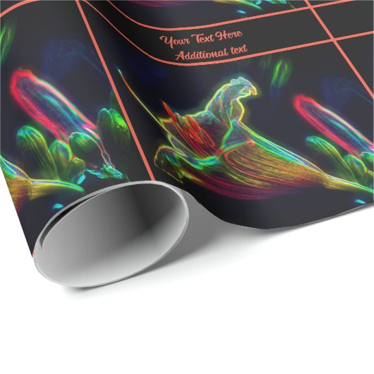 Neon Abstract Lily Flower gepersonaliseerd Cadeaupapier (Rol Hoek)