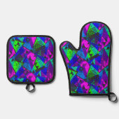 Neon abstract. ovenwant & pannenlap set (Voorkant)