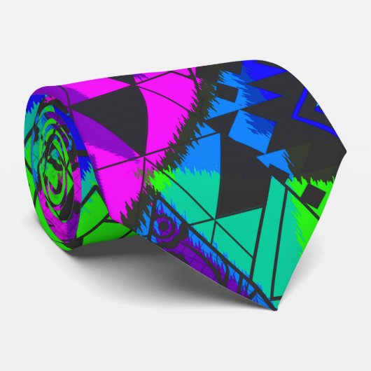 Neon abstract. stropdas (Opgerold)