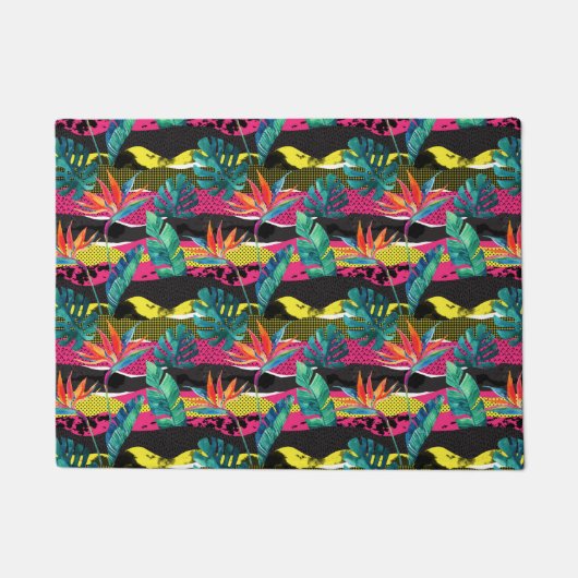 Neon Abstract tropisch textuur patroon Deurmat (Voorkant)