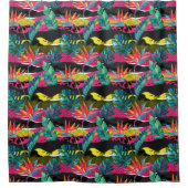 Neon Abstract tropisch textuur patroon Douchegordijn (Voorkant)