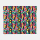 Neon Abstract tropisch textuur patroon Fleece Deken (Voorkant (Horizontaal))
