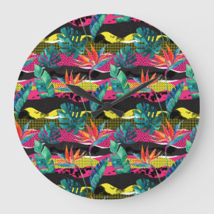 Neon Abstract tropisch textuur patroon Grote Klok