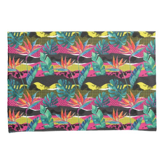 Neon Abstract tropisch textuur patroon Kussensloop (Voorkant-Rechts)