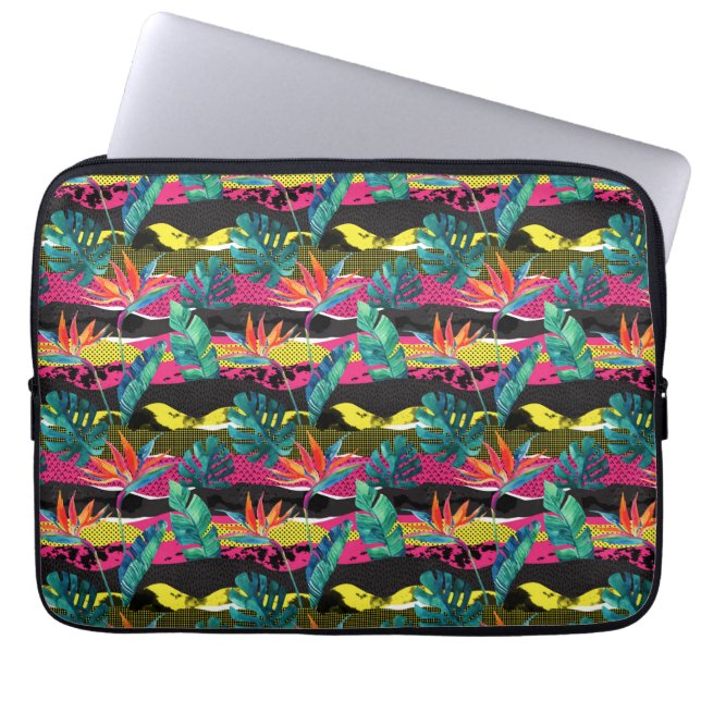 Neon Abstract tropisch textuur patroon Laptop Sleeve (Voorkant)