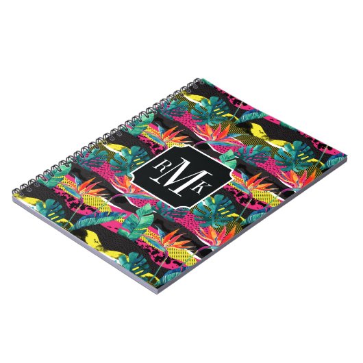 Neon Abstract tropisch textuur patroon Notitieboek (Linkerzijde)