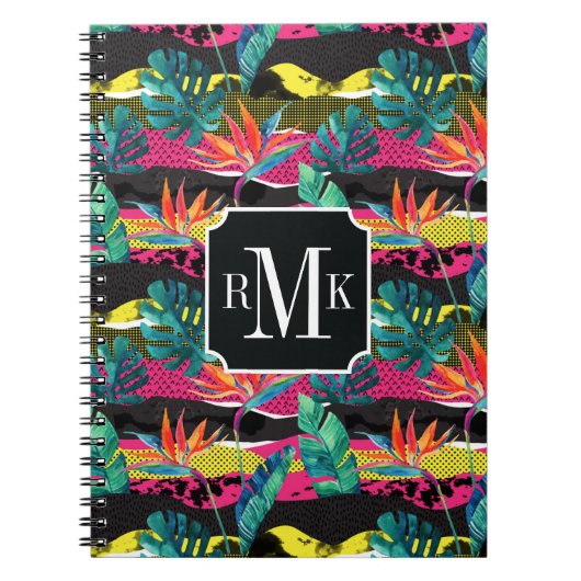 Neon Abstract tropisch textuur patroon Notitieboek (Voorkant)