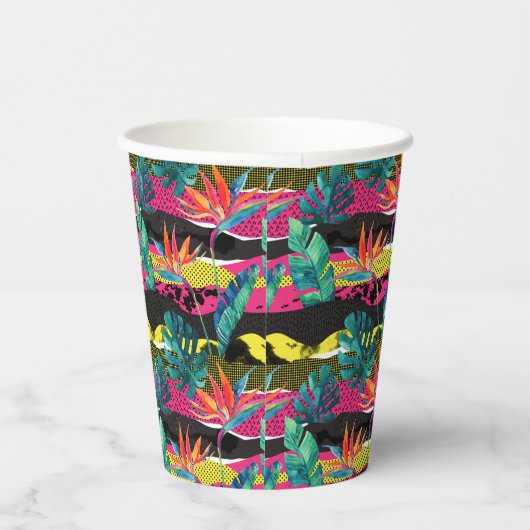 Neon Abstract tropisch textuur patroon Papieren Bekers (Rechts)