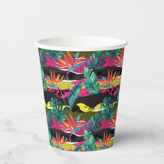 Neon Abstract tropisch textuur patroon Papieren Bekers (Voorkant)