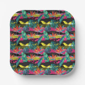 Neon Abstract tropisch textuur patroon Papieren Bordje (Voorkant)
