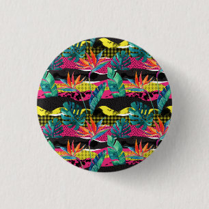 Neon Abstract tropisch textuur patroon Ronde Button 3,2 Cm