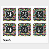 Neon Abstract tropisch textuur patroon Vierkante Sticker (Vel)