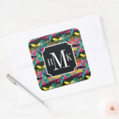 Neon Abstract tropisch textuur patroon Vierkante Sticker (Envelop)