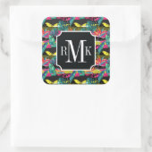 Neon Abstract tropisch textuur patroon Vierkante Sticker (Tas)