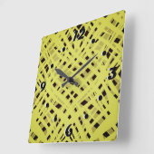 Neon, abstract, zwart, geel vierkante klok (Hoek)