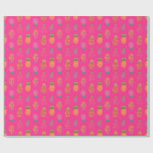 Neon Abstracte ananas op Neon Roze grond Cadeaupapier (Vlak)