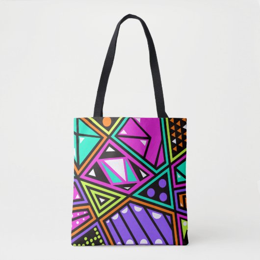 neon abstracte boodschappentas tote bag (Voorkant)