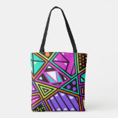 neon abstracte boodschappentas tote bag (Achterkant)