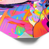 Neon Abstracte Kat Meisje Pop Art Poster (Hoek)