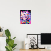 Neon Abstracte Kat Meisje Pop Art Poster (Thuiskantoor)