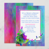 Neon Abstracte kerstfeestuitnodiging Kaart (Voorkant / Achterkant)