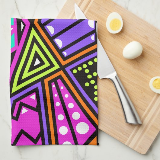 neon abstracte keukenhanddoek (Quarter Fold)