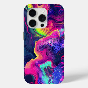 Neon Abstracte Kunst – Chromatische Golven iPhone 15 Pro Case