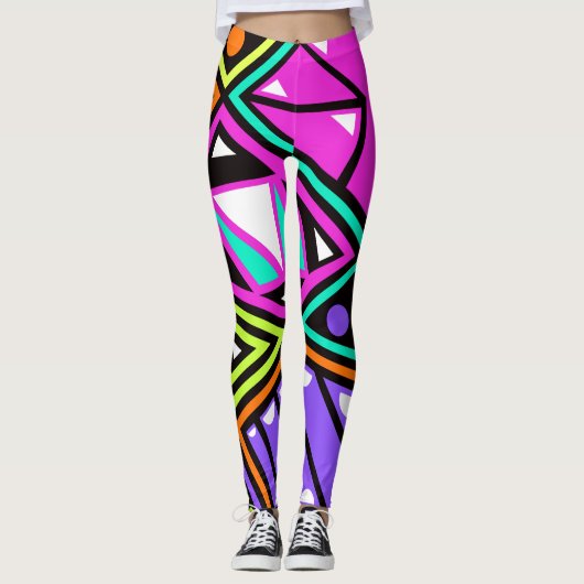 neon abstracte leggings (Voorkant)