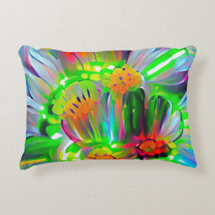 Neon Abstracte madeliefjes met levendige kleuren Accent Kussen