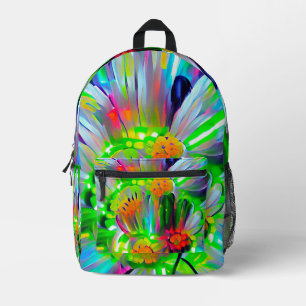 Neon Abstracte Madeliefjes met Levendige Kleuren Bedrukte Rugzak