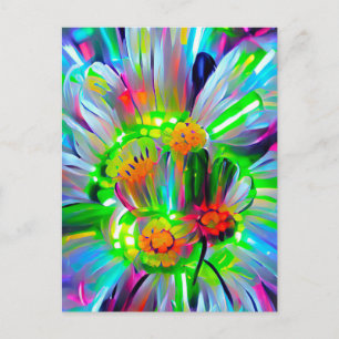 Neon Abstracte madeliefjes met levendige kleuren Briefkaart