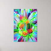 Neon Abstracte madeliefjes met levendige kleuren Canvas Afdruk (Voorkant)