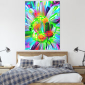 Neon Abstracte madeliefjes met levendige kleuren Canvas Afdruk (Insitu (Slaapkamer))