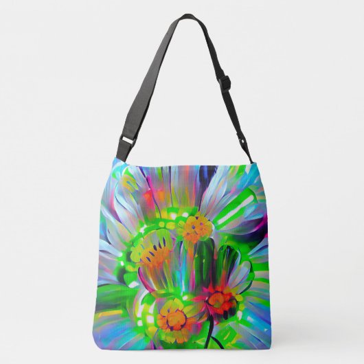 Neon Abstracte madeliefjes met levendige kleuren Crossbody Tas (Achterkant)