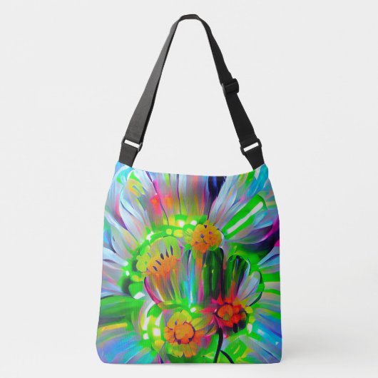 Neon Abstracte madeliefjes met levendige kleuren Crossbody Tas (Voorkant)