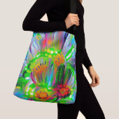 Neon Abstracte madeliefjes met levendige kleuren Crossbody Tas (Dichtbij)