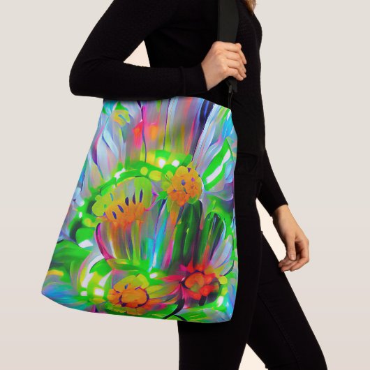 Neon Abstracte madeliefjes met levendige kleuren Crossbody Tas (Dichtbij)