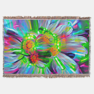 Neon Abstracte madeliefjes met levendige kleuren Deken