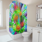 Neon Abstracte madeliefjes met levendige kleuren Douchegordijn (In situ)