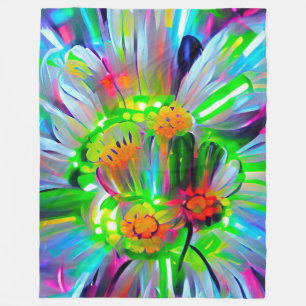Neon Abstracte madeliefjes met levendige kleuren Fleece Deken