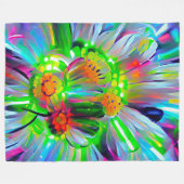Neon Abstracte madeliefjes met levendige kleuren Fleece Deken (Voorkant (Horizontaal))