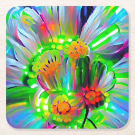 Neon Abstracte madeliefjes met levendige kleuren Kartonnen Onderzetters