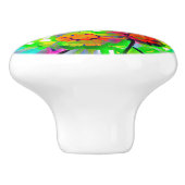 Neon Abstracte madeliefjes met levendige kleuren Keramische Knop (Zijkant)