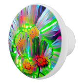 Neon Abstracte madeliefjes met levendige kleuren Keramische Knop (Rechts)