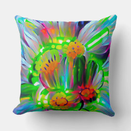 Neon Abstracte madeliefjes met levendige kleuren Kussen