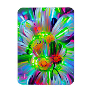 Neon Abstracte madeliefjes met levendige kleuren Magneet