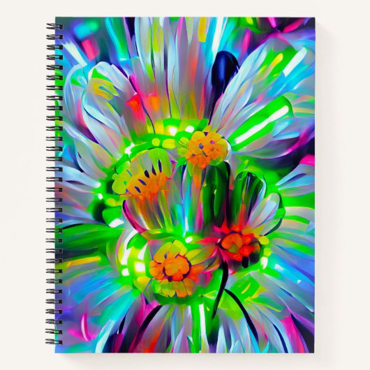 Neon Abstracte madeliefjes met levendige kleuren Notitieboek (Voorkant)